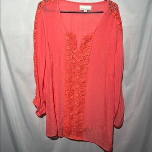Carolyn Taylor Women's See-through Orange Blouse 2X Preowned
